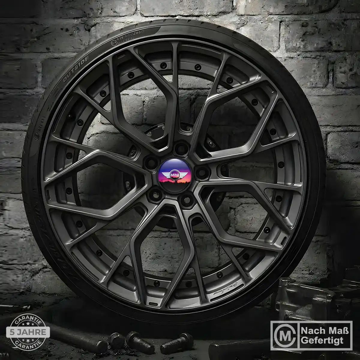 Mini Cooper Aufkleber Felgenemblem Silikon Premium-Edition