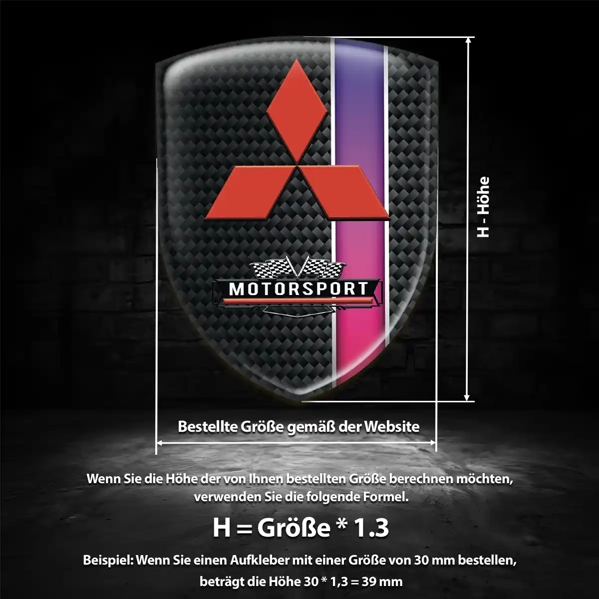 Mitsubishi 3D Gel Aufkleber Auto Hochwertiges Harz