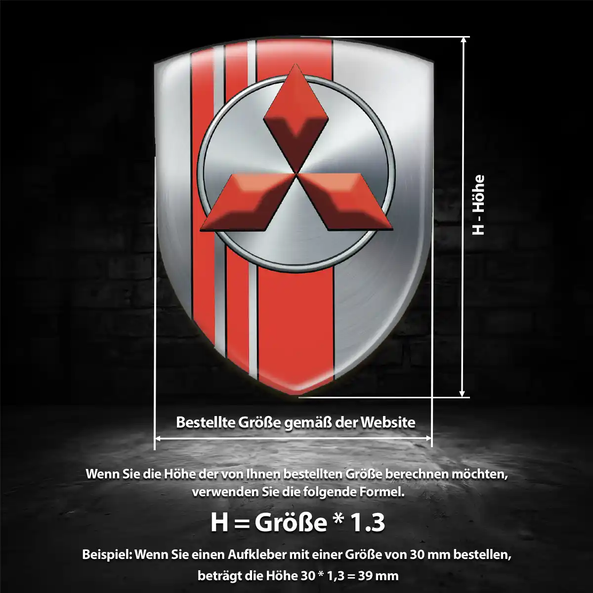 Mitsubishi 3D Gel Aufkleber Emblem Hochwertiges Harz
