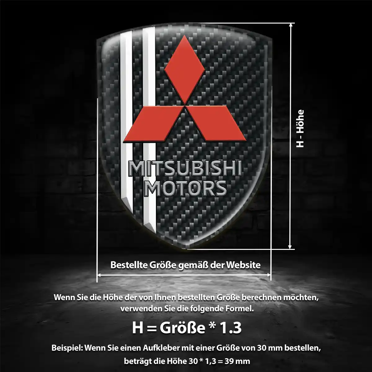 Mitsubishi 3D Gel Aufkleber Exterieurdesign