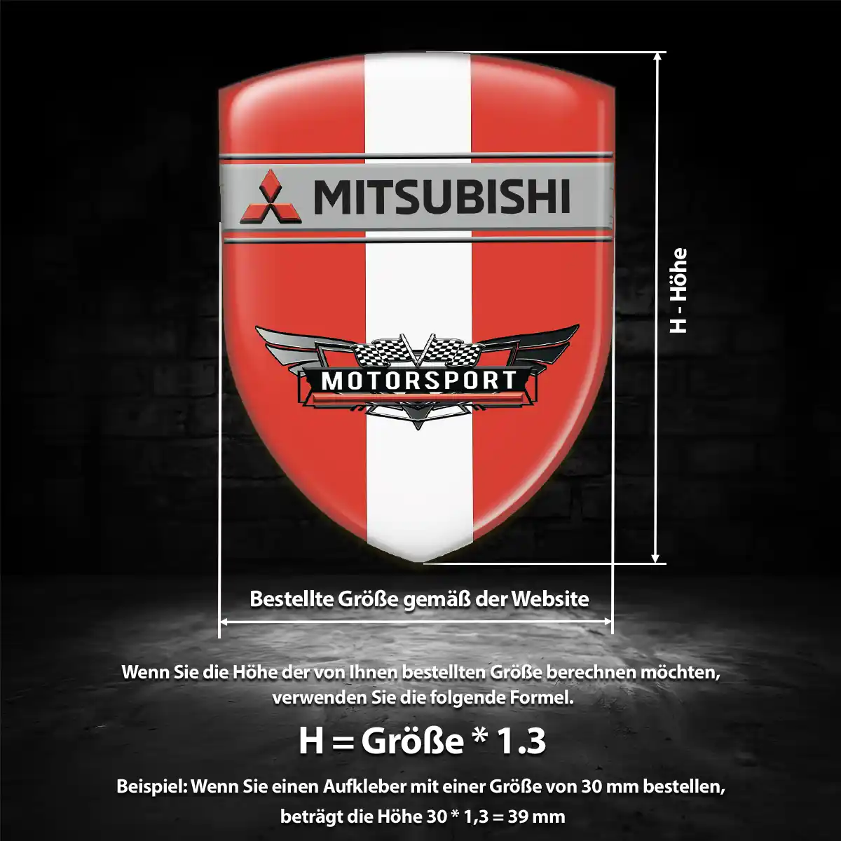 Mitsubishi 3D Gel Aufkleber Interieurdesign