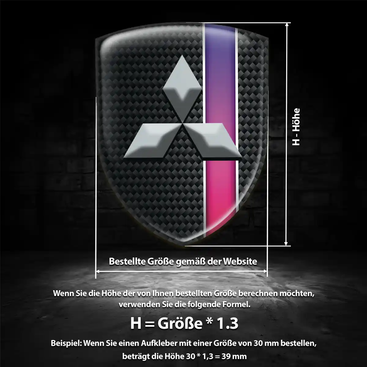 Mitsubishi 3D Gel Aufkleber Silikon Auto Interieurdesign
