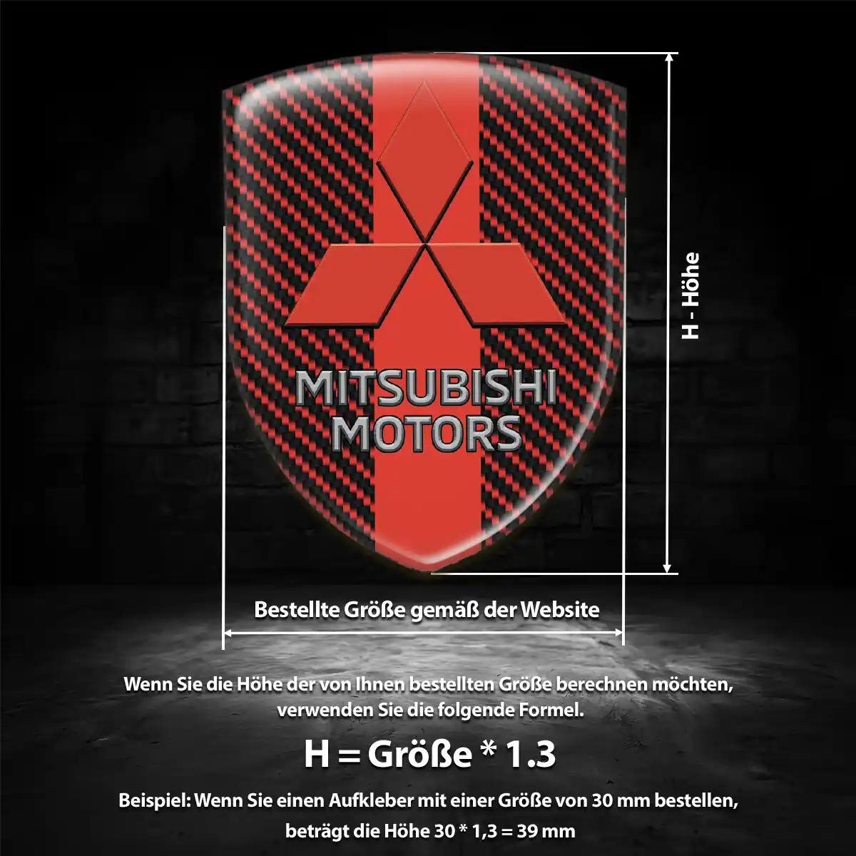 Mitsubishi 3D Gel Aufkleber Silikon Interieurdesign