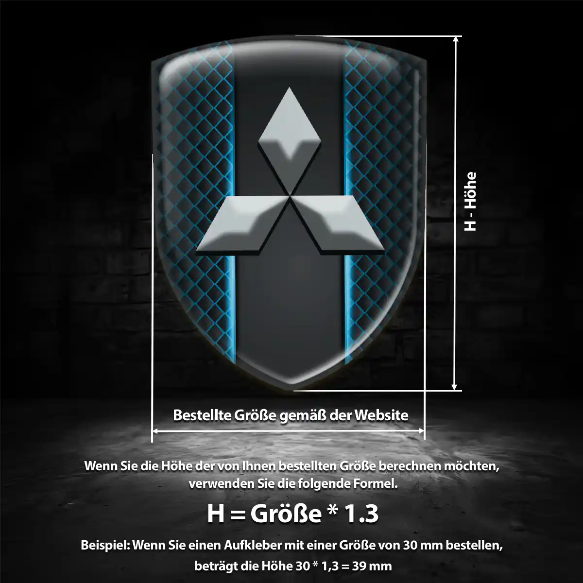 Mitsubishi 3D Gel Aufkleber Wappen Auto Premium-Edition