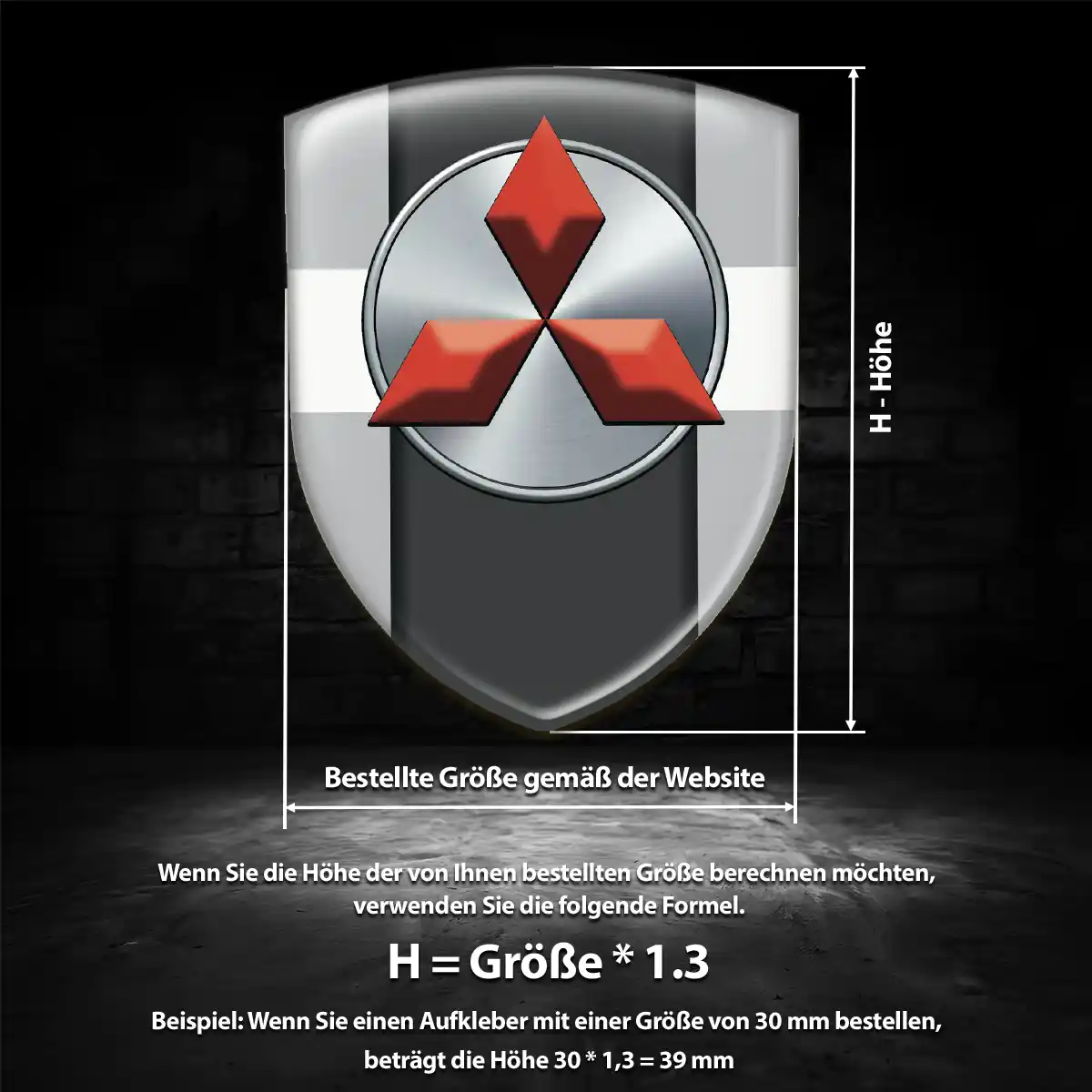 Mitsubishi 3D Gel Aufkleber Wappen Hochwertiges Harz