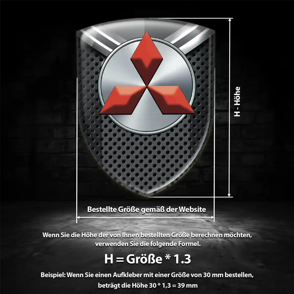 Mitsubishi 3D Gel Aufkleber Wappen Interieurdesign