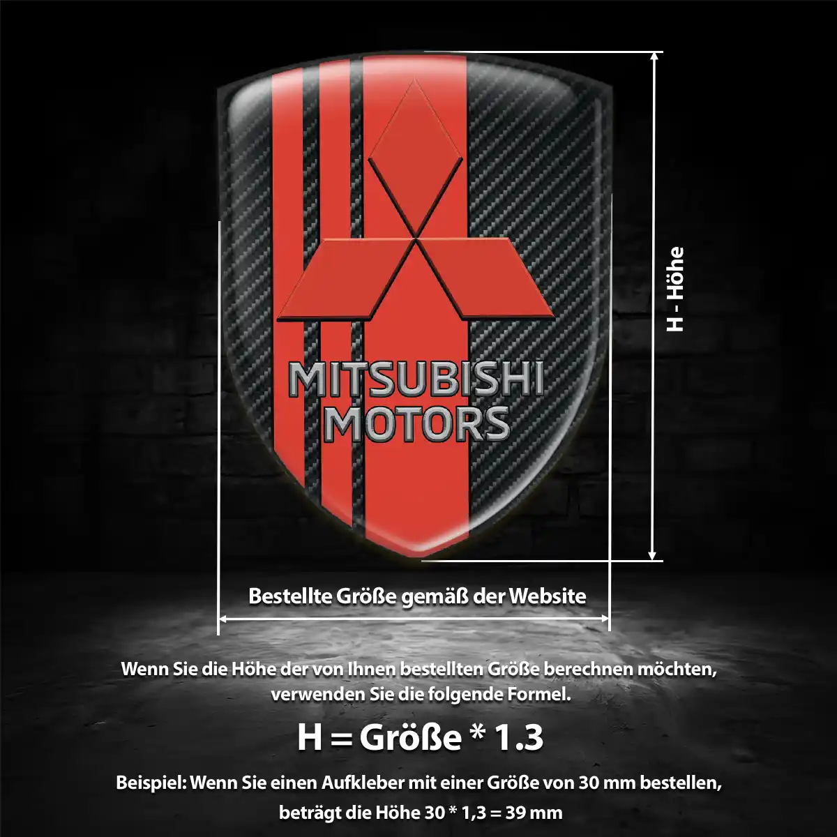 Mitsubishi 3D Gel Aufkleber Wappen Premium-Edition