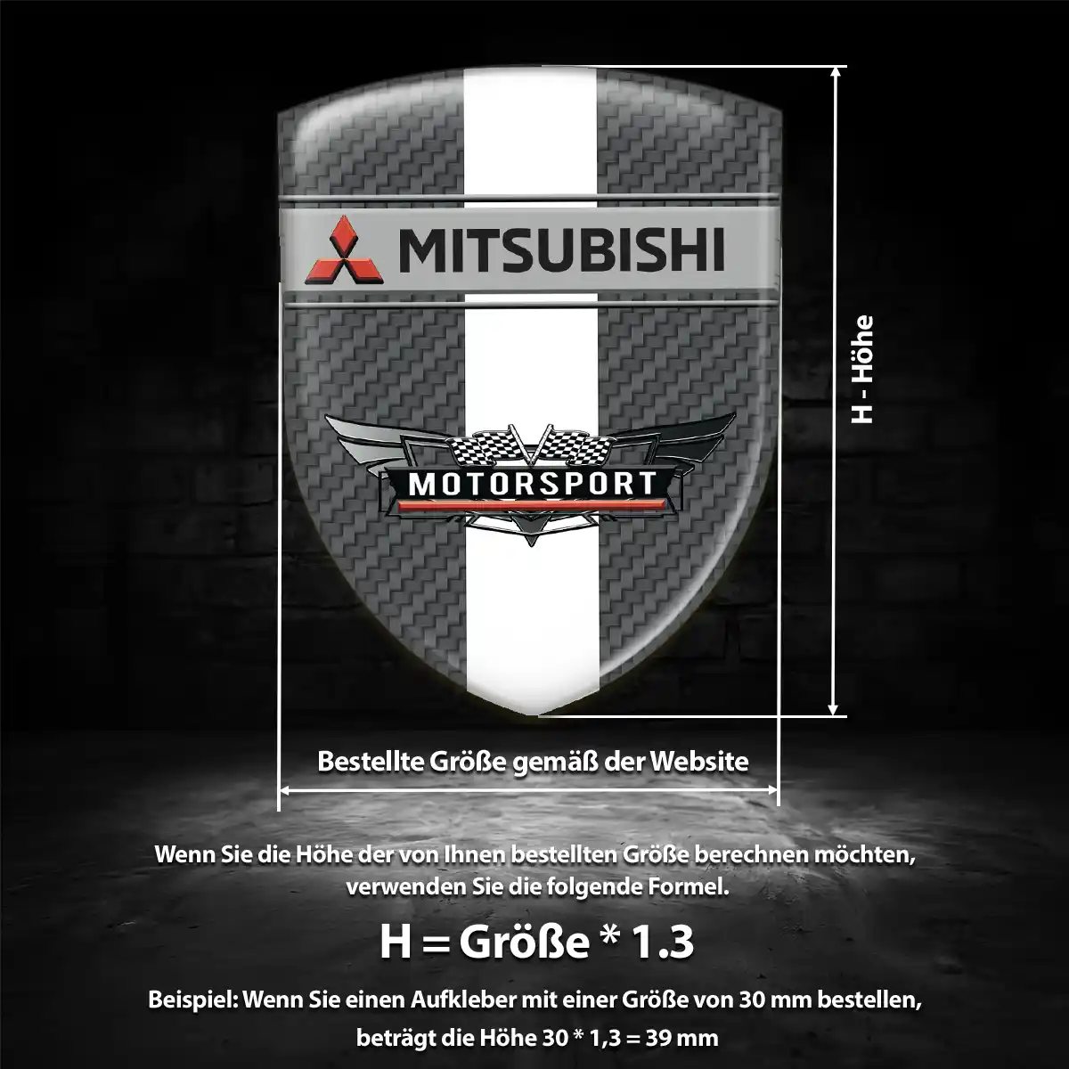Mitsubishi Aufkleber 3D Gel Silikon Hochwertiges Harz