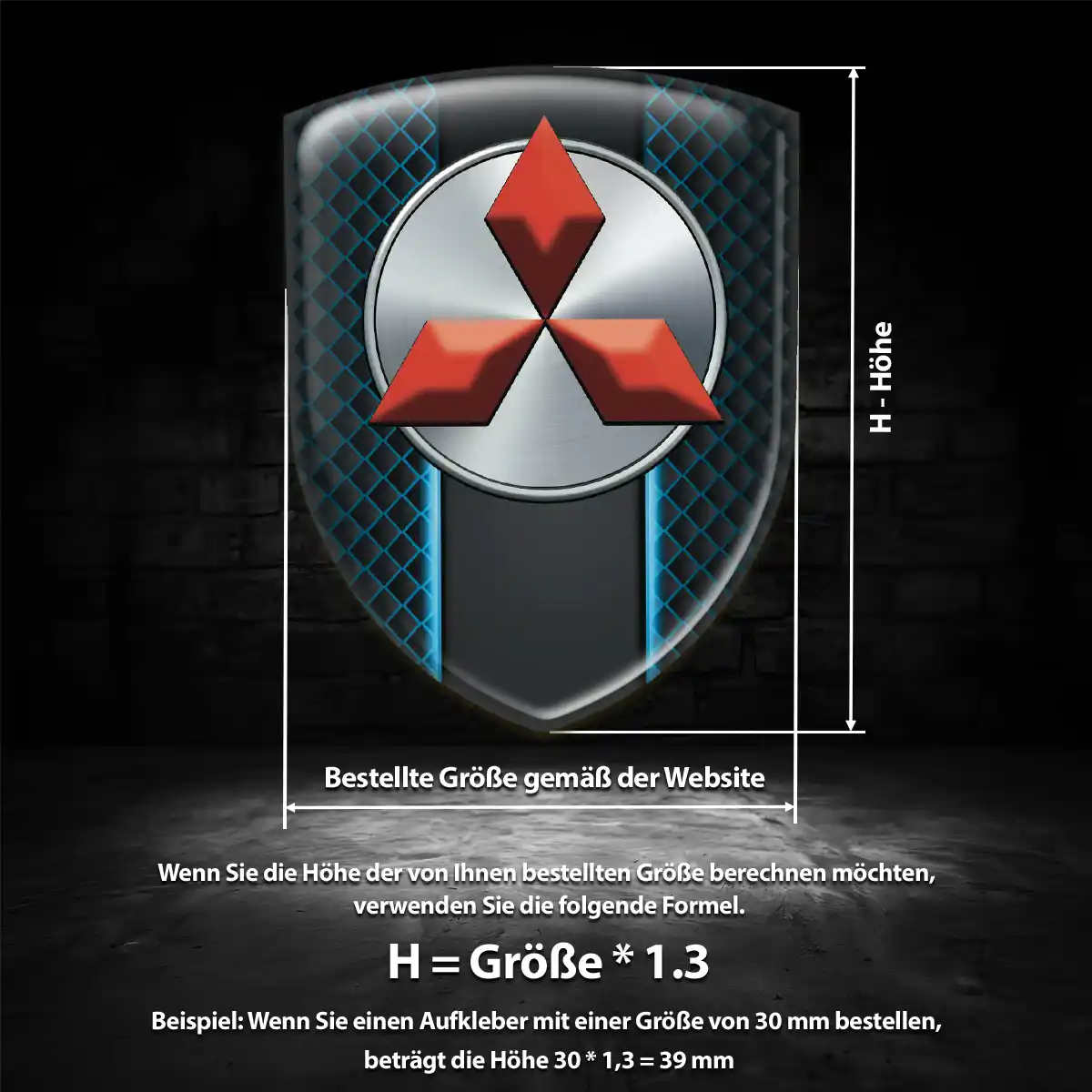Mitsubishi Aufkleber 3D Gel Silikon Premium-Edition