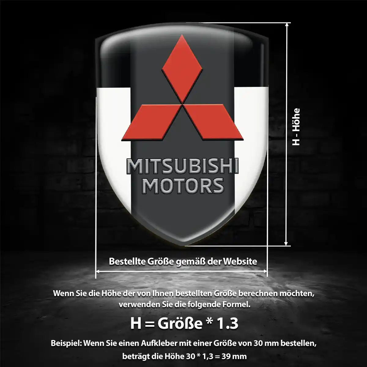 Mitsubishi Aufkleber 3D Gel Silikon Premiumqualität