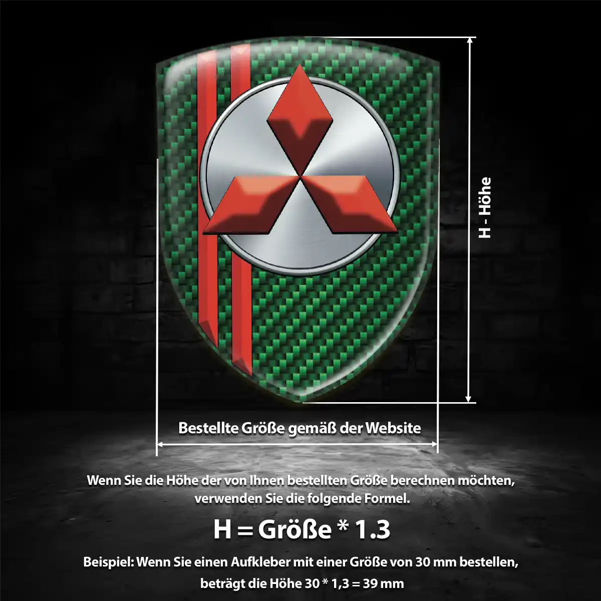 Mitsubishi Aufkleber 3D Gel Wappen Premium-Edition