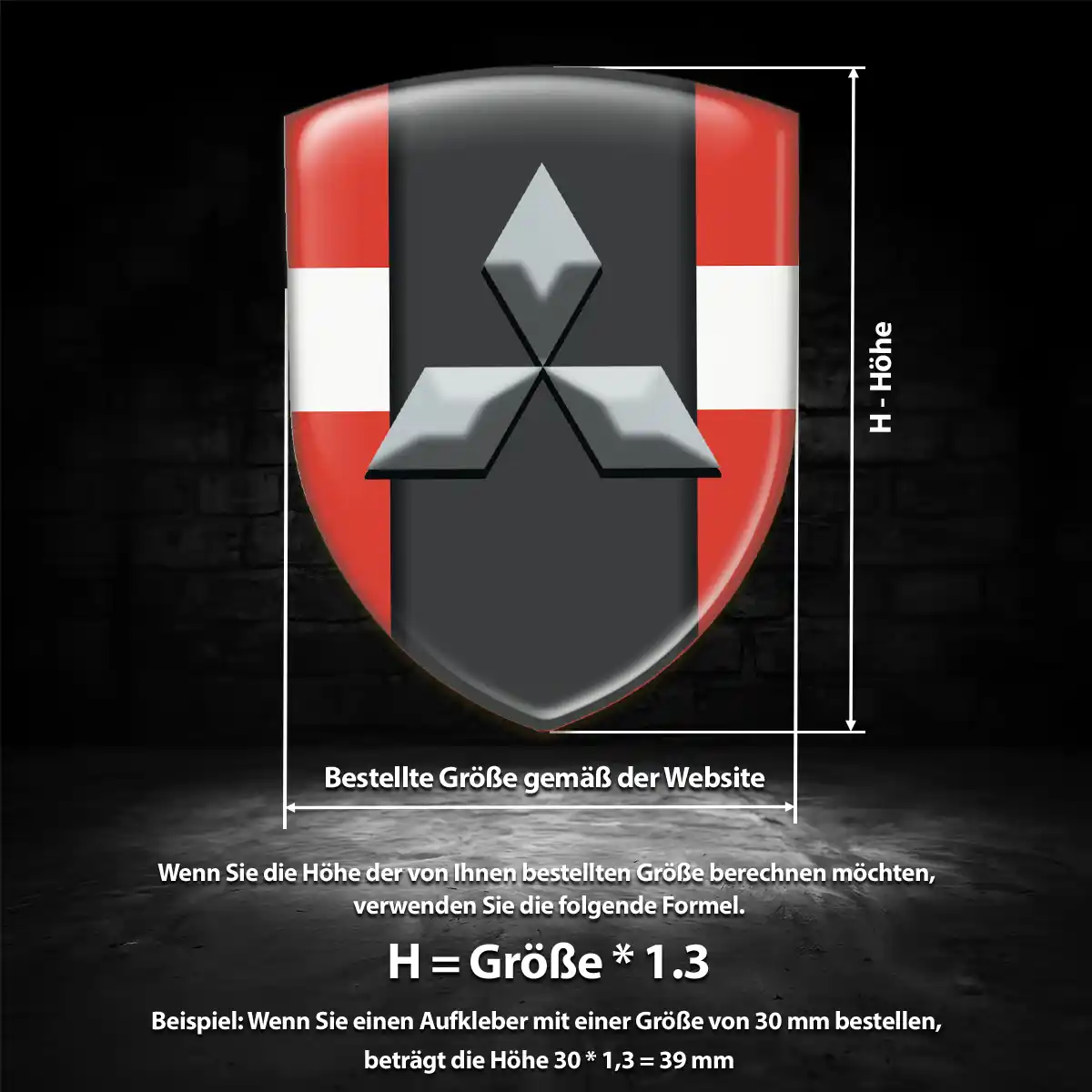 Mitsubishi Aufkleber 3D Gel Wappen Stilvolles Design