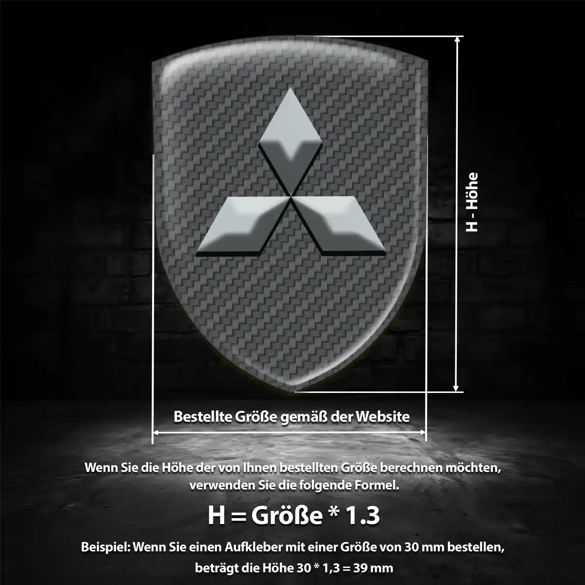 Mitsubishi Emblem Wappen Aufkleber Luxus-Edition