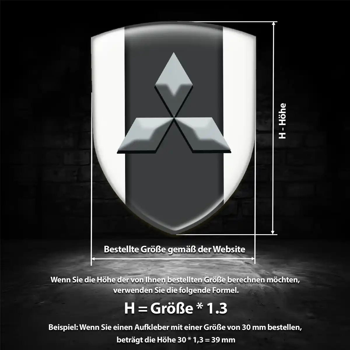 Mitsubishi Silikon Aufkleber Wappen Hochwertiges Harz