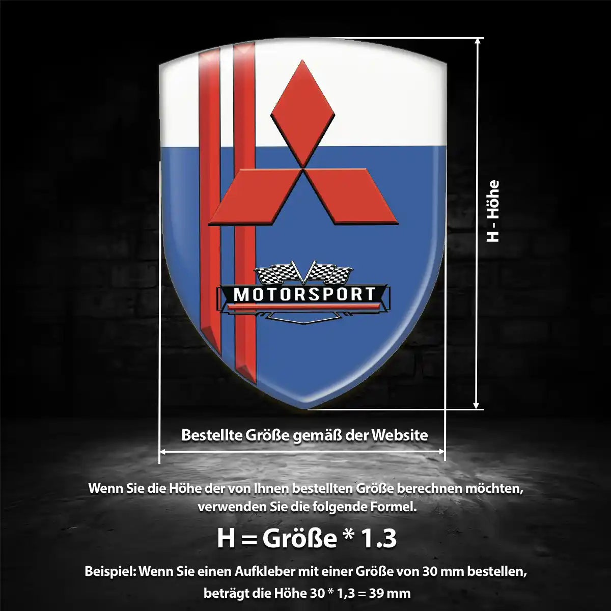 Mitsubishi Silikon Aufkleber Wappen Interieurdesign