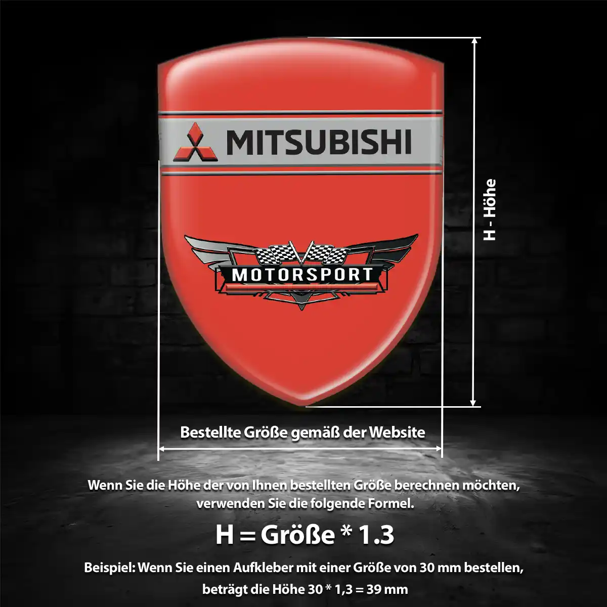 Mitsubishi Silikon Aufkleber Wappen Luxus-Edition