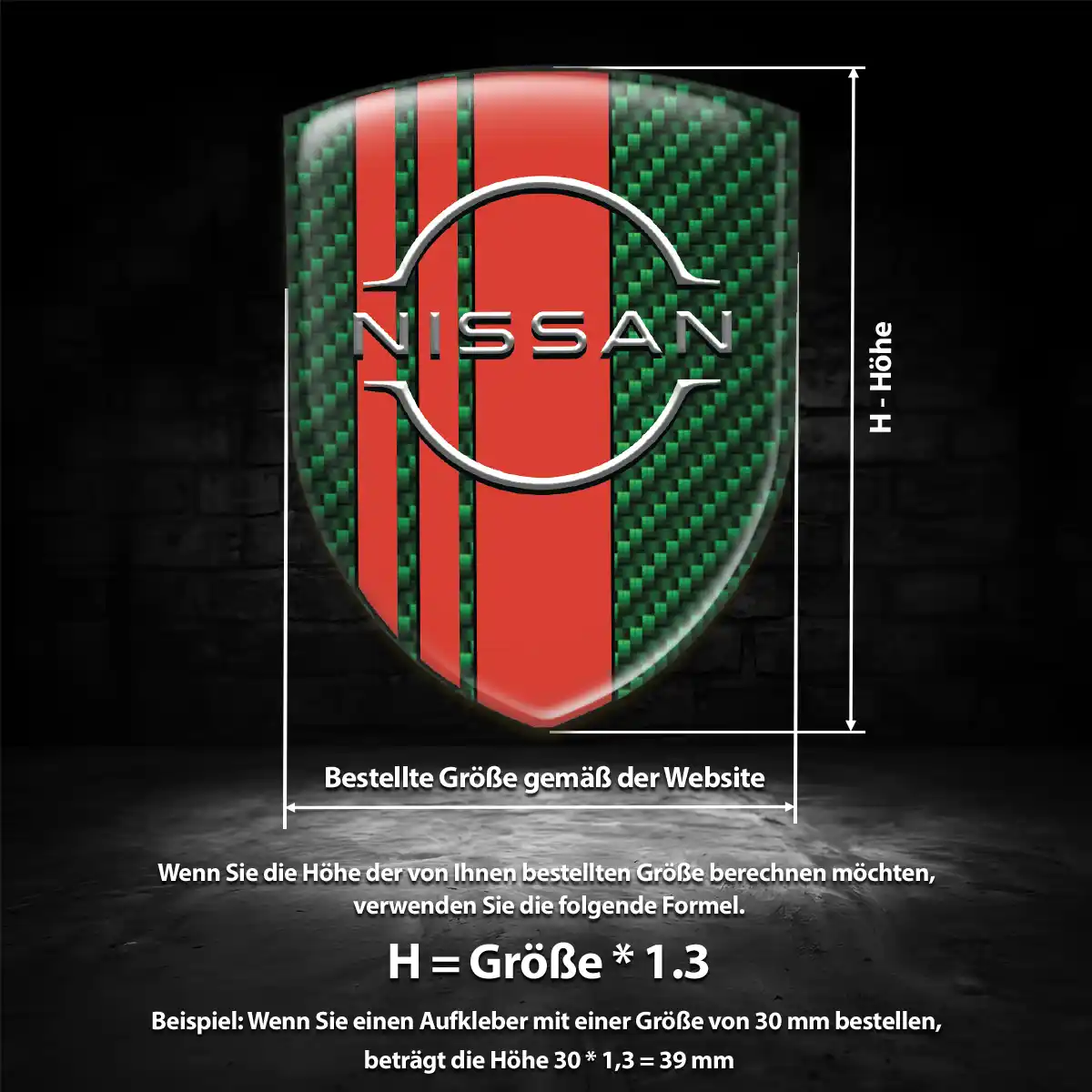 Nissan 3D Gel Aufkleber Wappen Interieurdesign