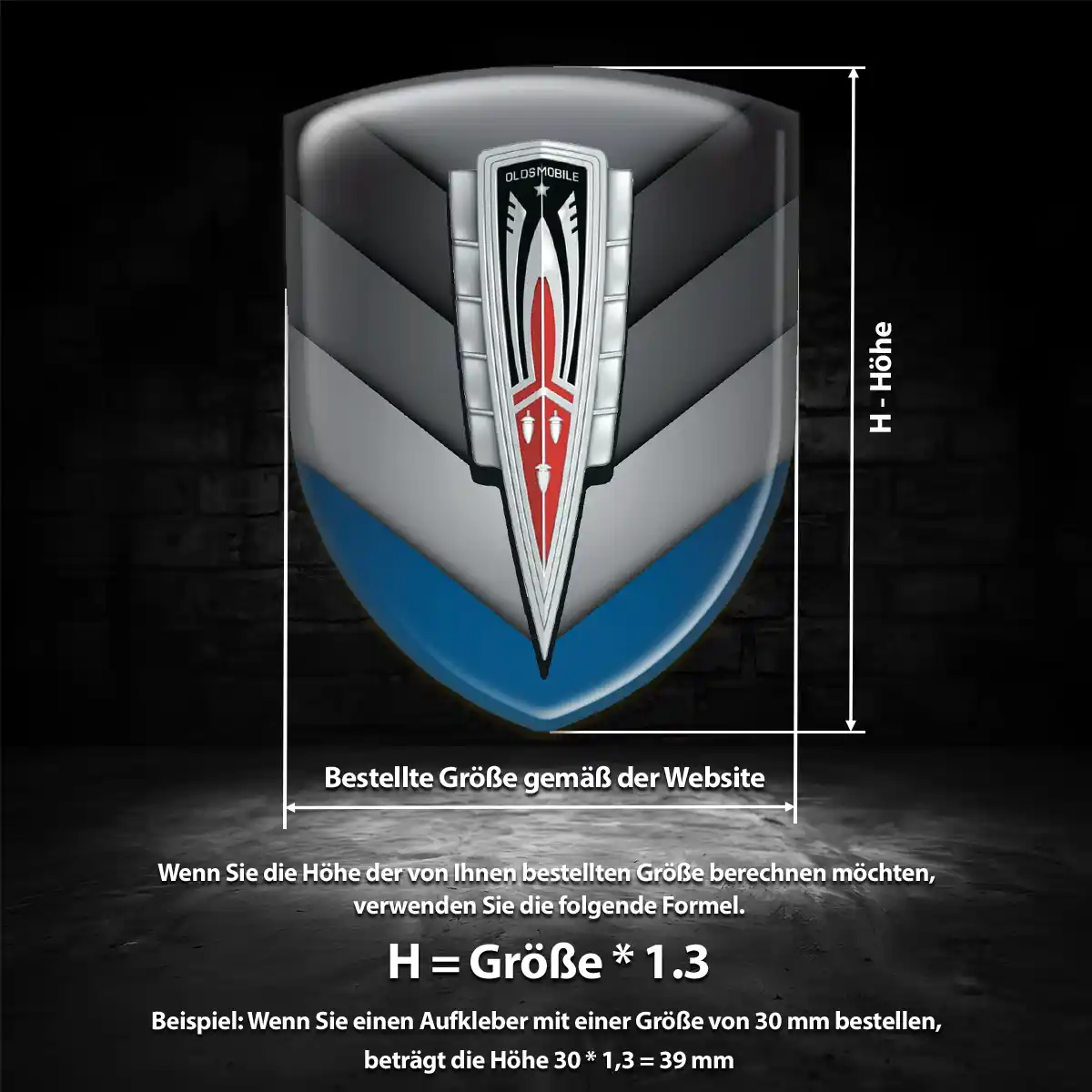 Oldsmobile 3D Gel Aufkleber Silikon Anspruchsvolles Design