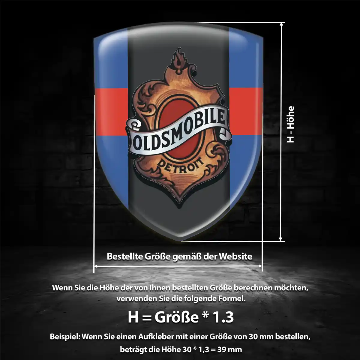 Oldsmobile 3D Gel Aufkleber Wappen Hochwertiges Harz