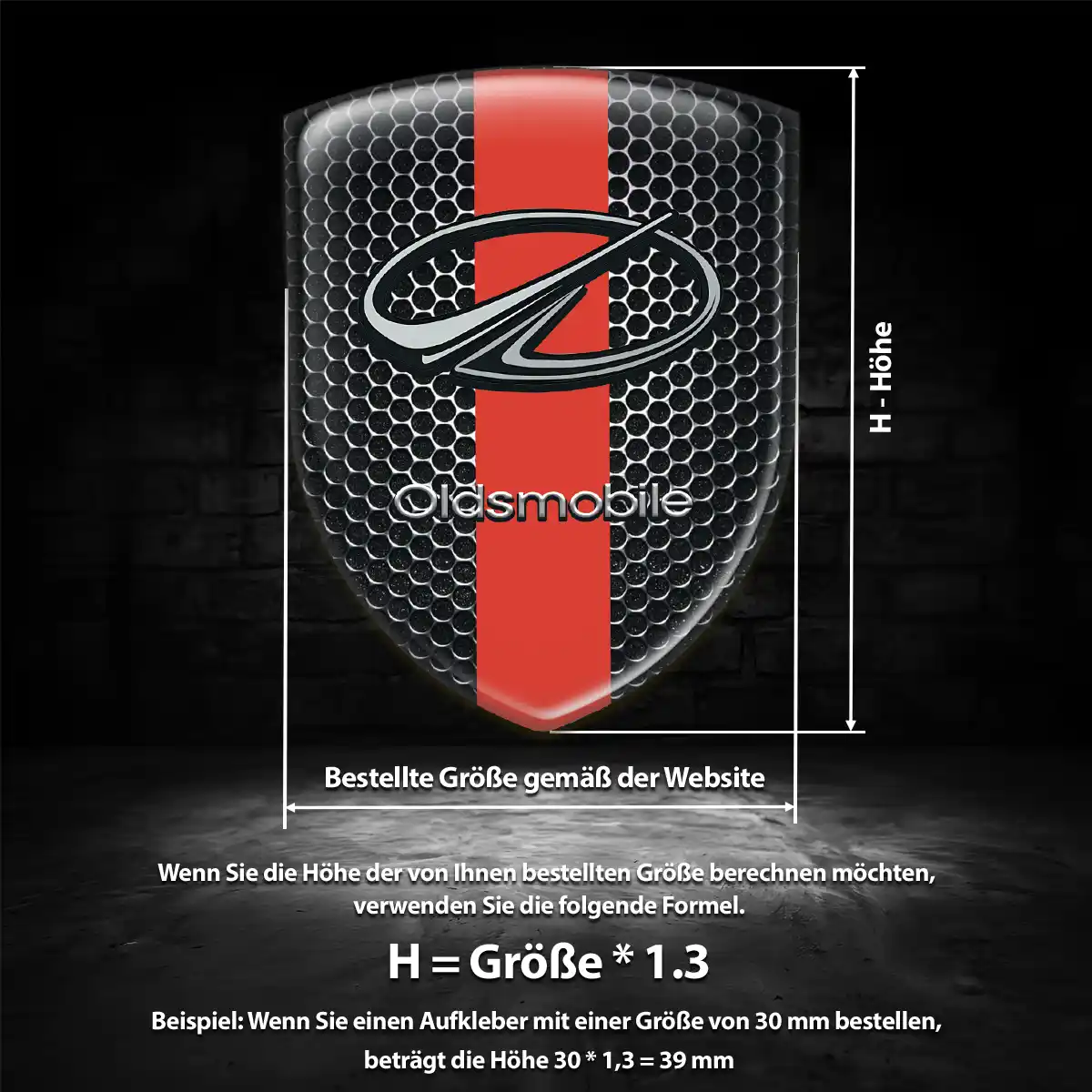 Oldsmobile 3D Gel Aufkleber Wappen Interieurdesign