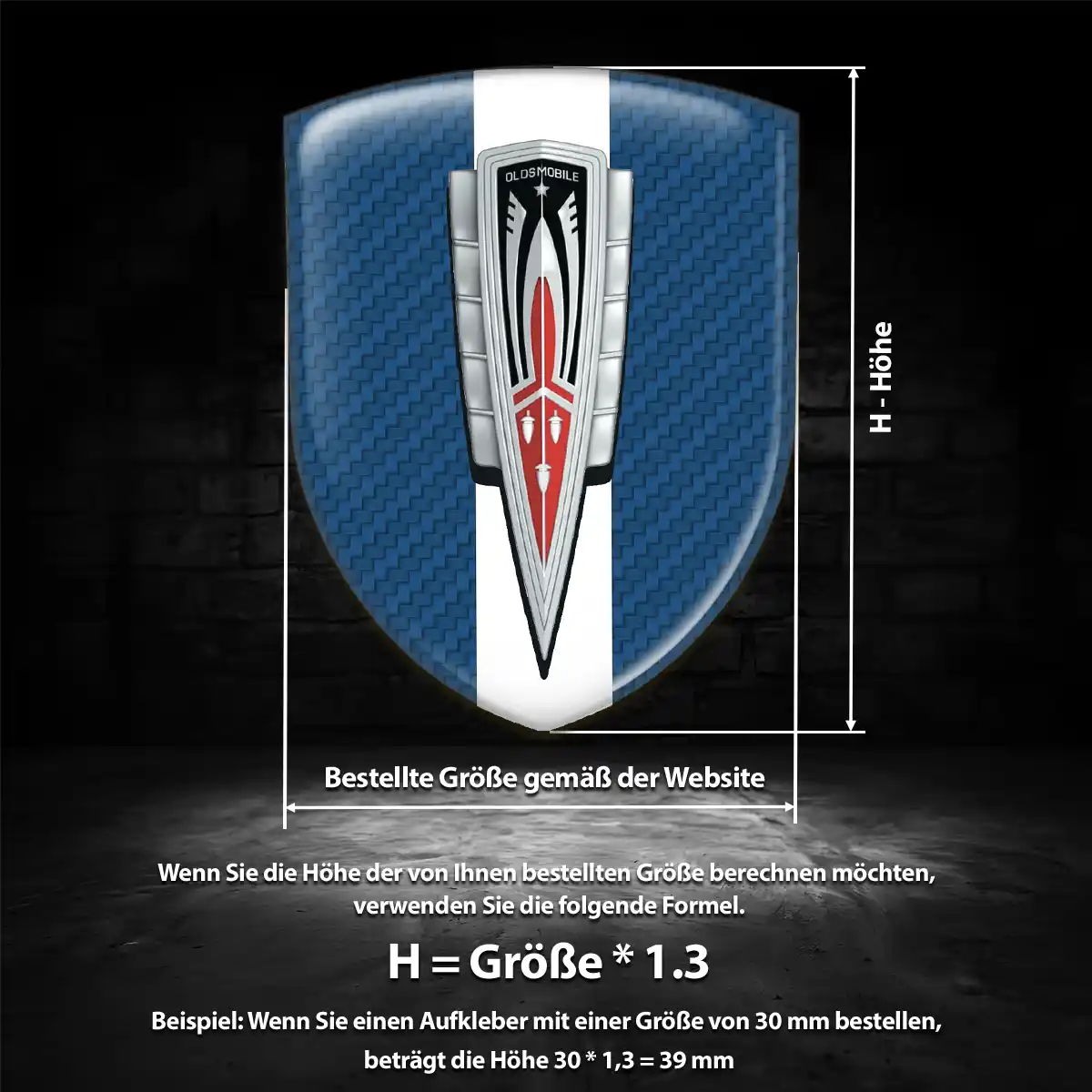 Oldsmobile Aufkleber 3D Gel Emblem Hochwertiges Harz
