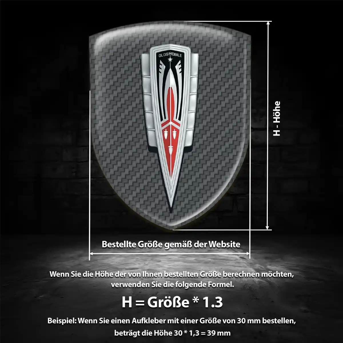 Oldsmobile Aufkleber 3D Gel Wappen Edles Design