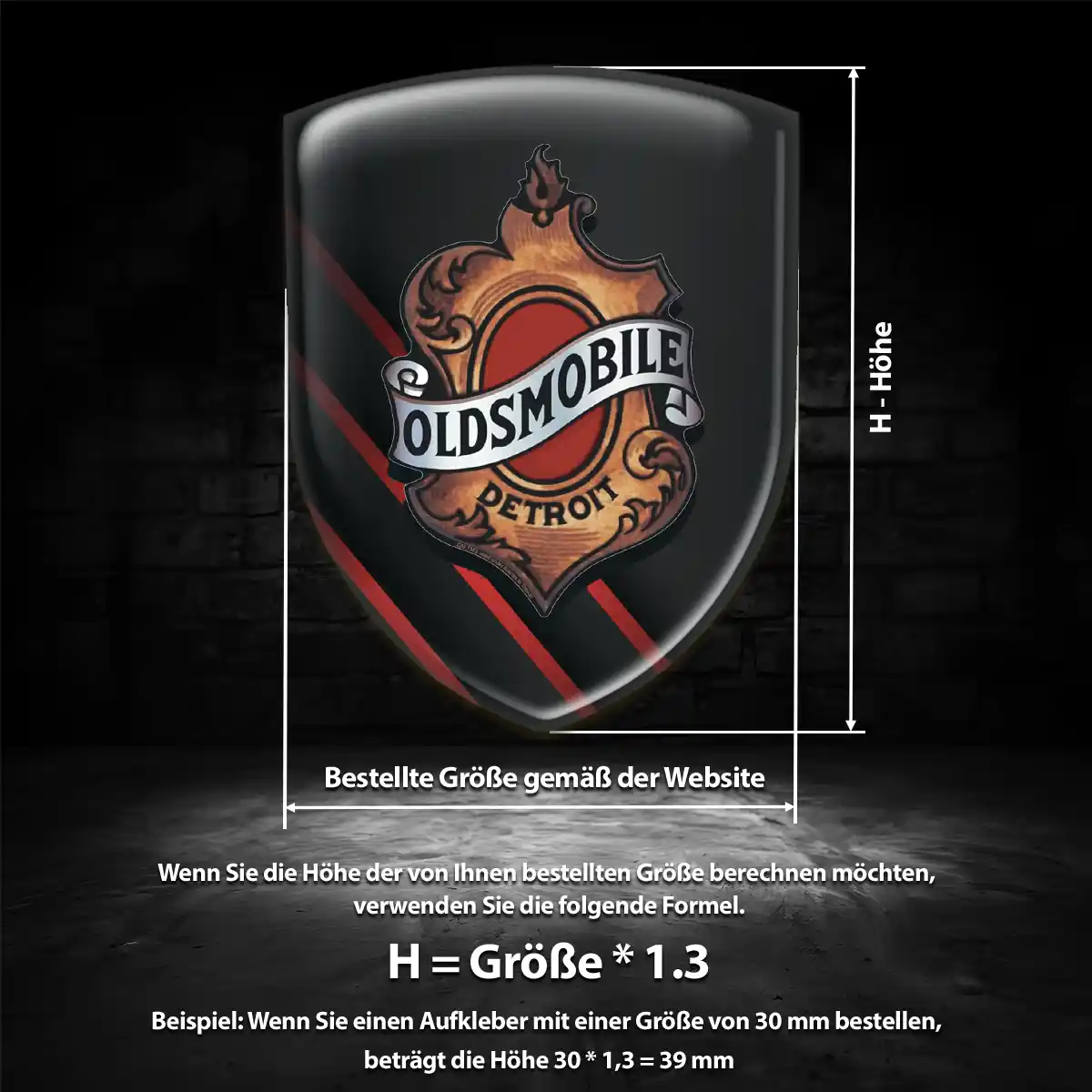 Oldsmobile Aufkleber 3D Gel Wappen Interieurdesign