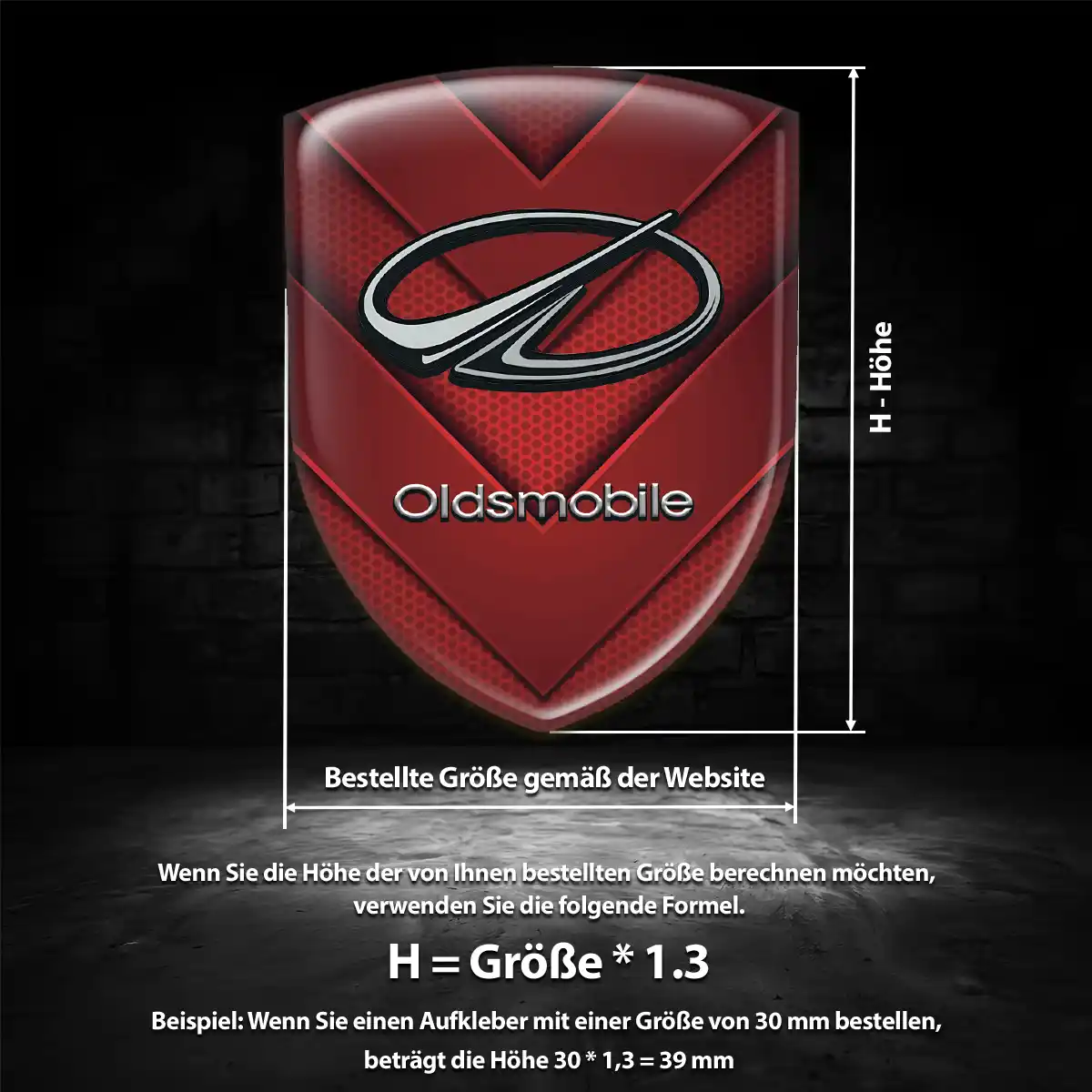 Oldsmobile Aufkleber 3D Gel Wappen Limitierte Auflage