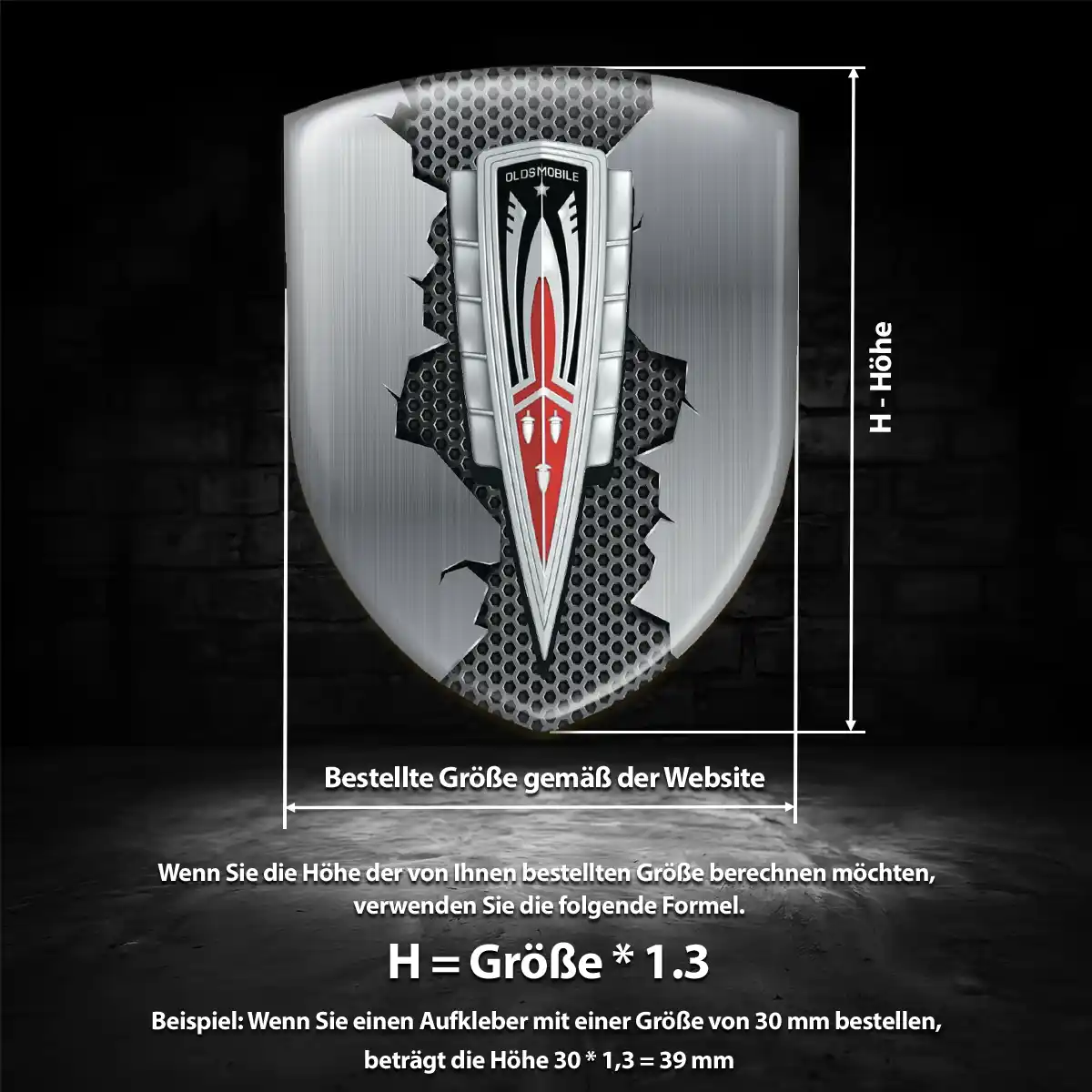 Oldsmobile Aufkleber 3D Gel Wappen Modernes Design