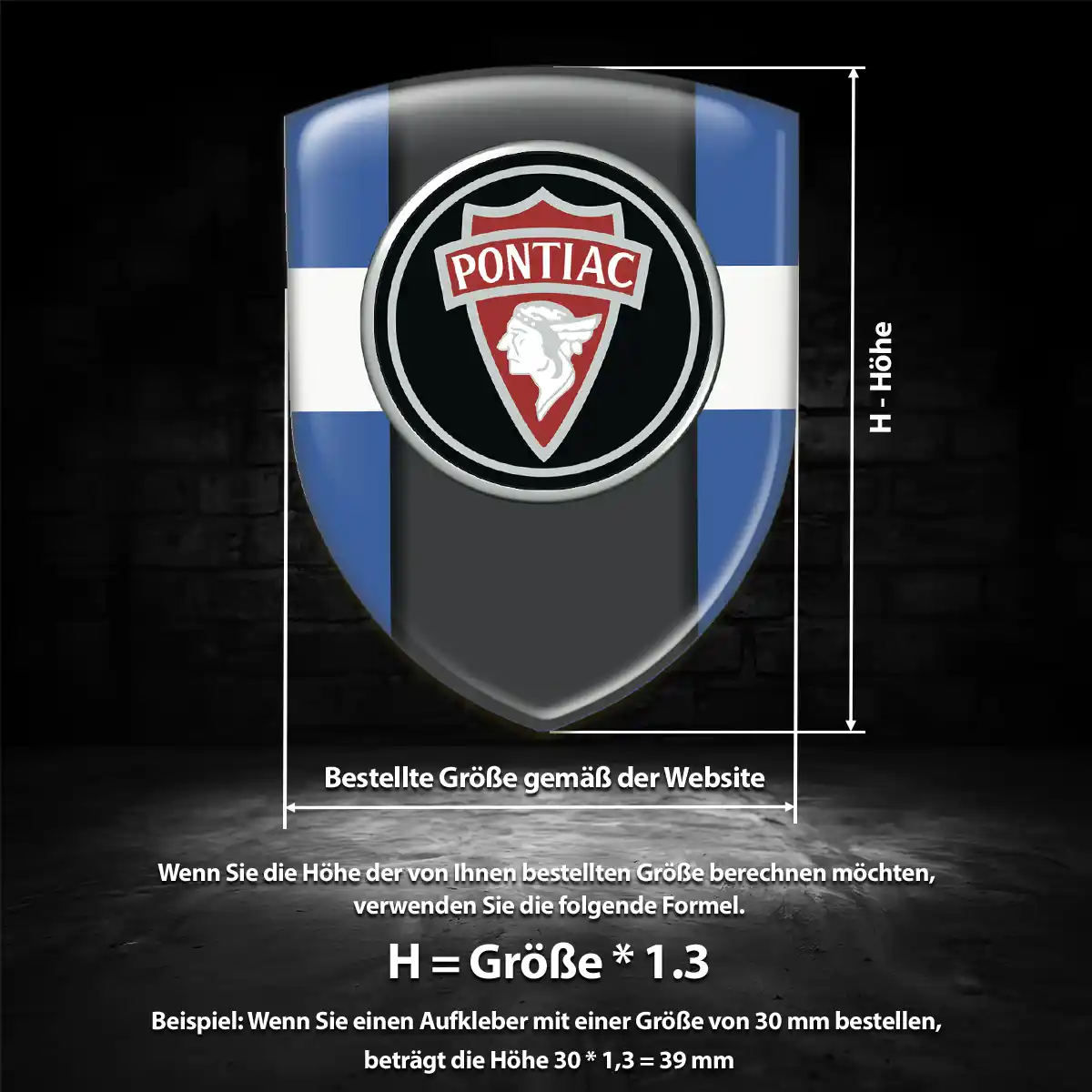 Pontiac 3D Gel Aufkleber Wappen Premium-Edition