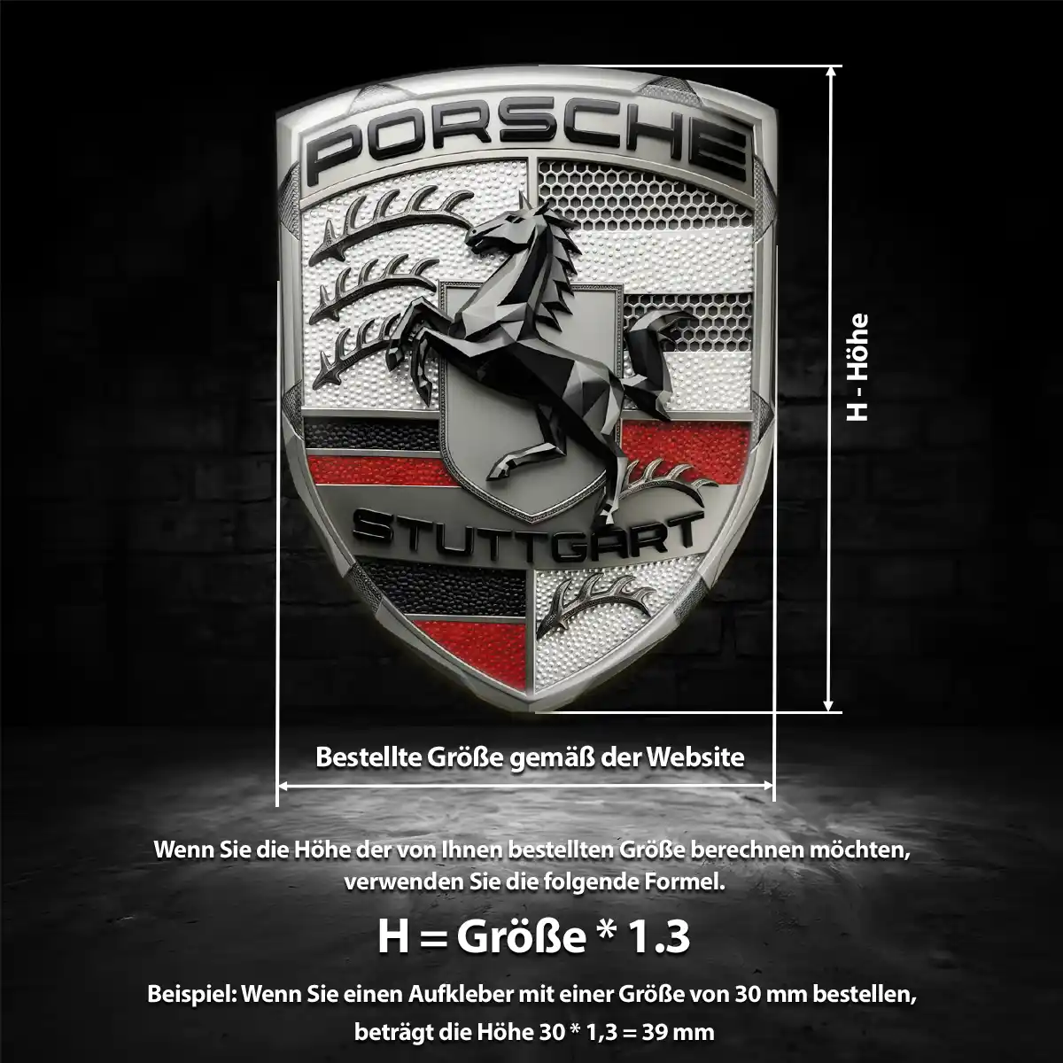 Porsche 3D Gel Aufkleber Emblem Stilvolles Design