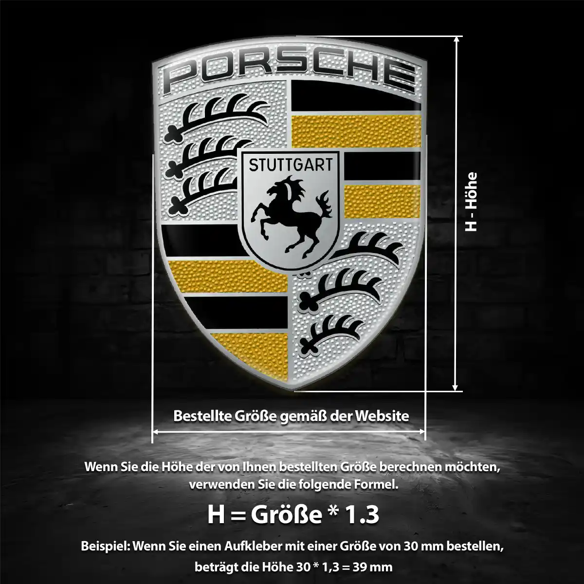Porsche 3D Gel Aufkleber Wappen Stilvolles Design