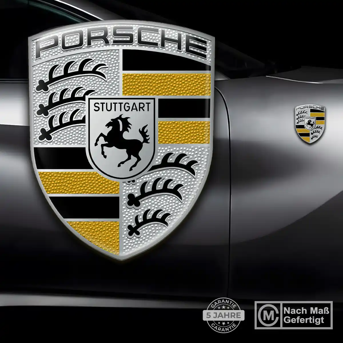 Porsche 3D Gel Aufkleber Wappen Stilvolles Design