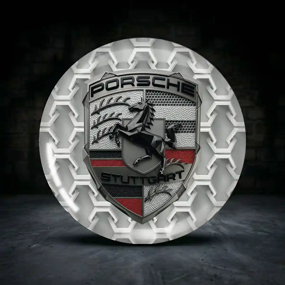Porsche Aufkleber Felgenemblem Silikon Prestige-Edition
