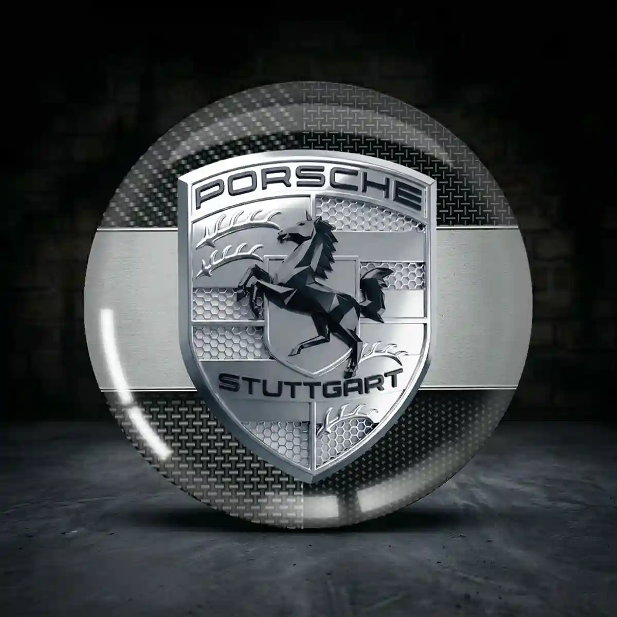 Porsche Epoxidharz Embleme Interieurdesign