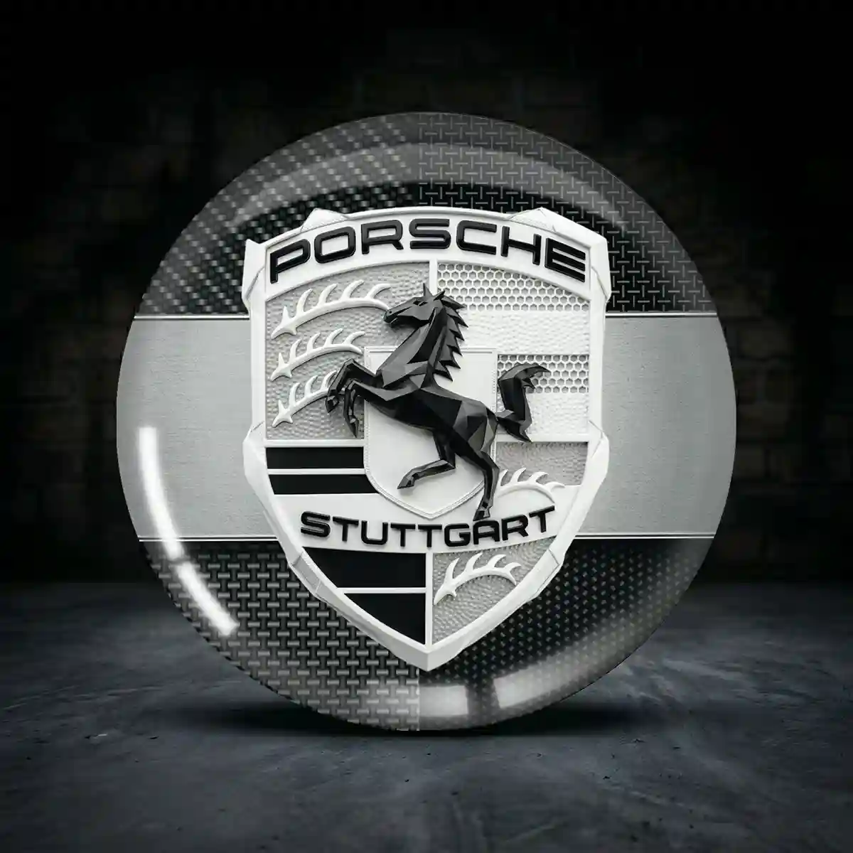 Porsche Epoxidharz Embleme Tuningfahrzeug