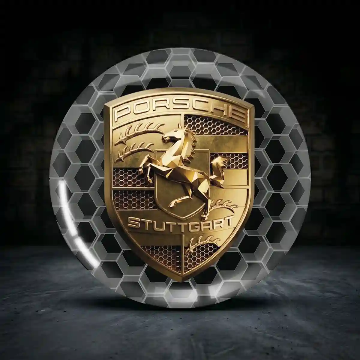 Porsche Felgenemblem Aufkleber Interieurdesign