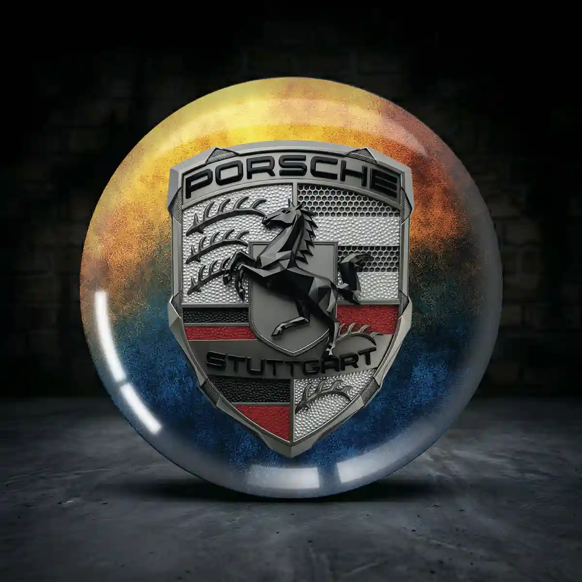 Porsche Radmitte Aufkleber Nabendeckel Prestige-Edition