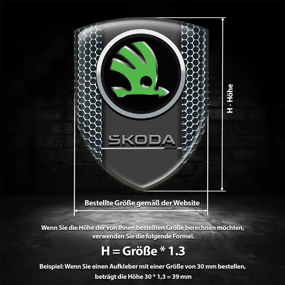 Skoda 3D Gel Aufkleber Wappen Premium-Edition