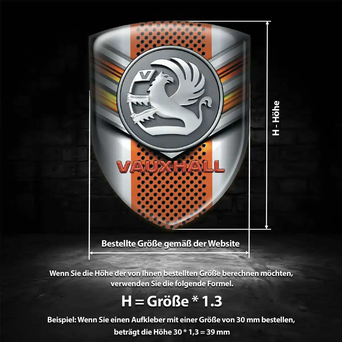 Vauxhall 3D Gel Aufkleber Wappen Anspruchsvolles Design