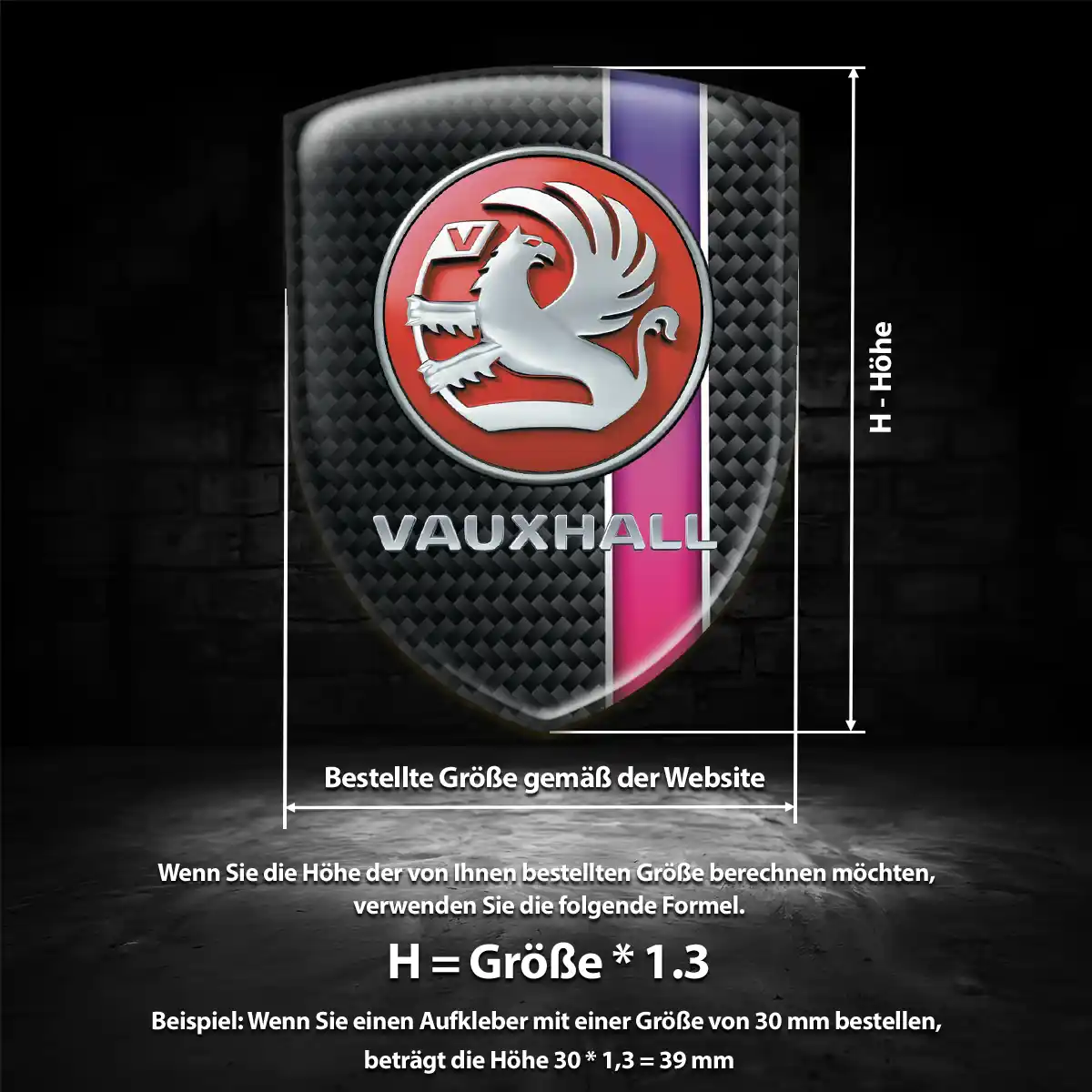 Vauxhall 3D Gel Aufkleber Wappen Luxus-Edition