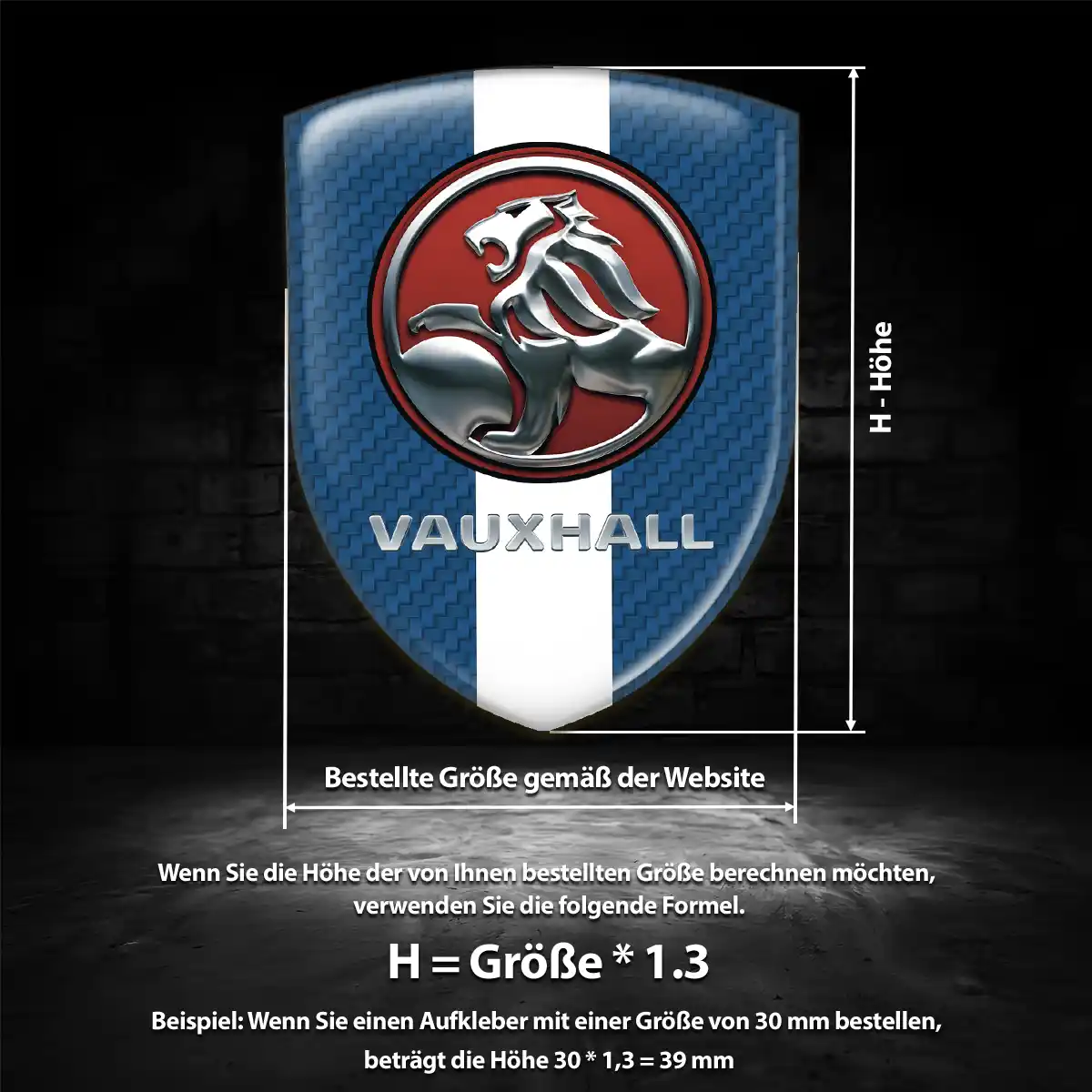Vauxhall Aufkleber 3D Gel Emblem Hochwertiges Harz