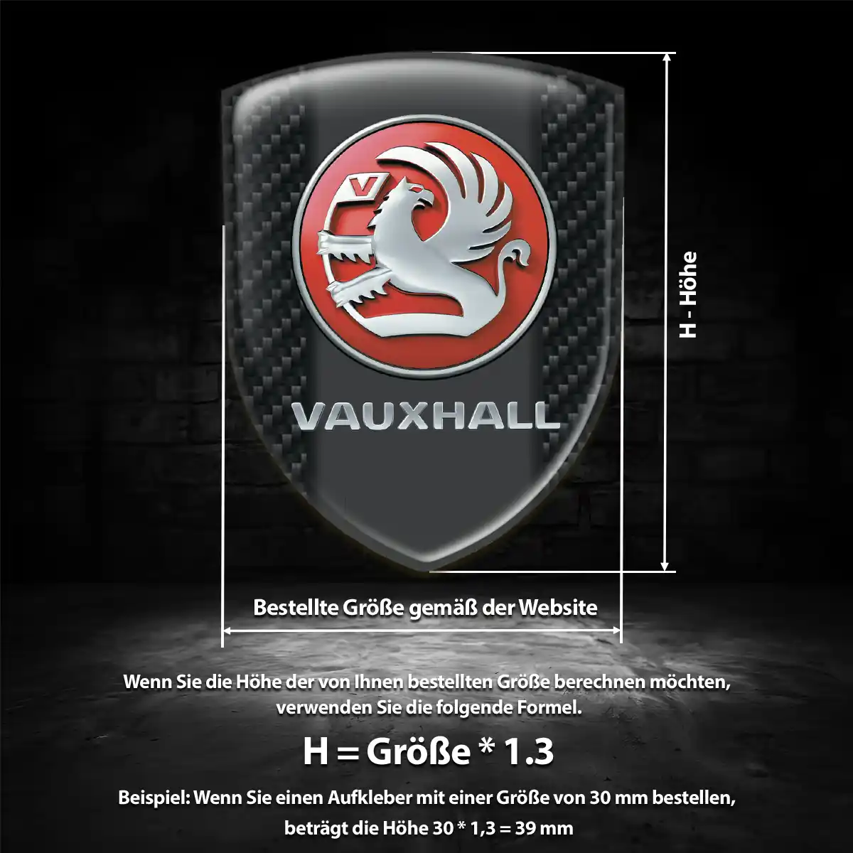 Vauxhall Aufkleber 3D Gel Embleme Anspruchsvolles Design