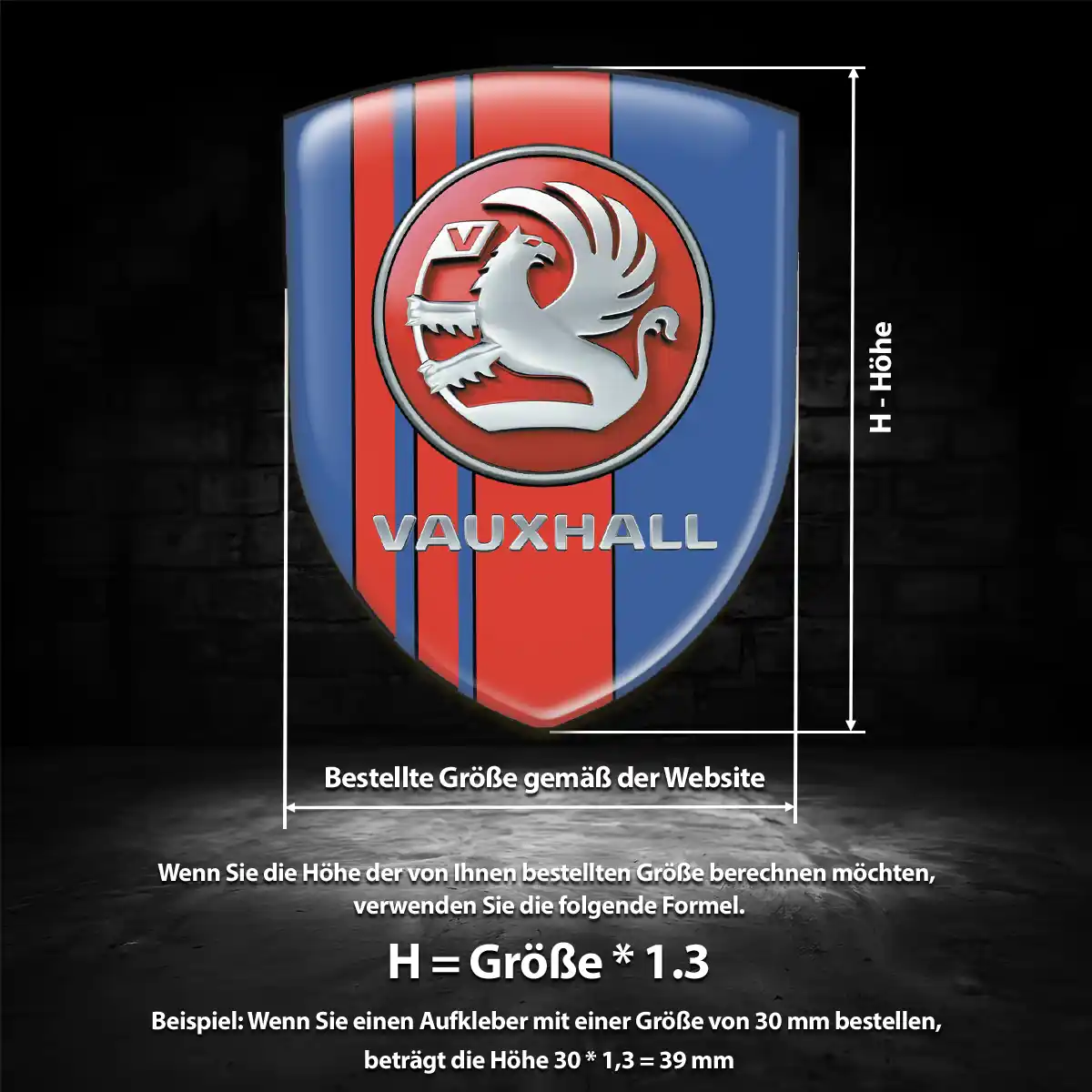 Vauxhall Aufkleber 3D Gel Embleme Ausdrucksstarkes Design