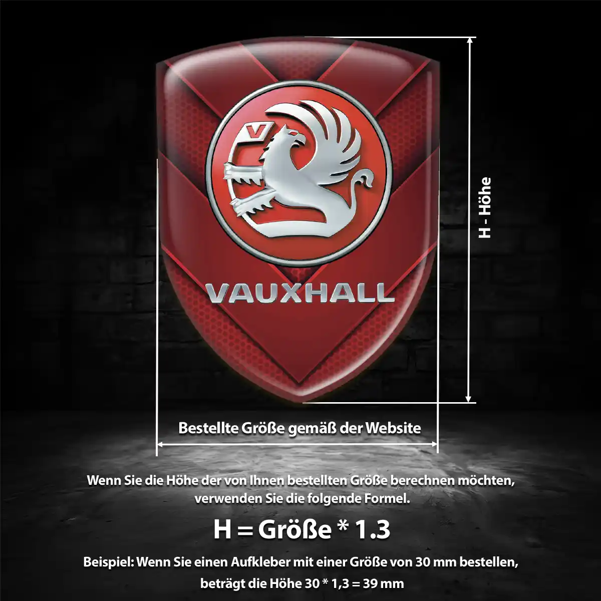 Vauxhall Aufkleber 3D Gel Silikon Hochwertiges Harz