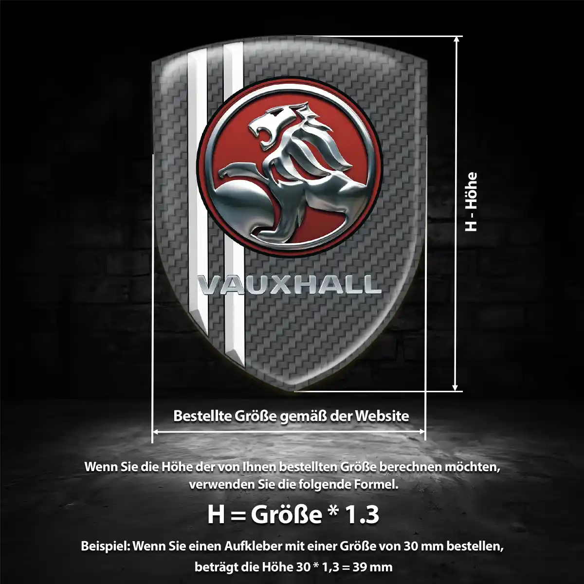 Vauxhall Aufkleber 3D Gel Wappen Anspruchsvolles Design