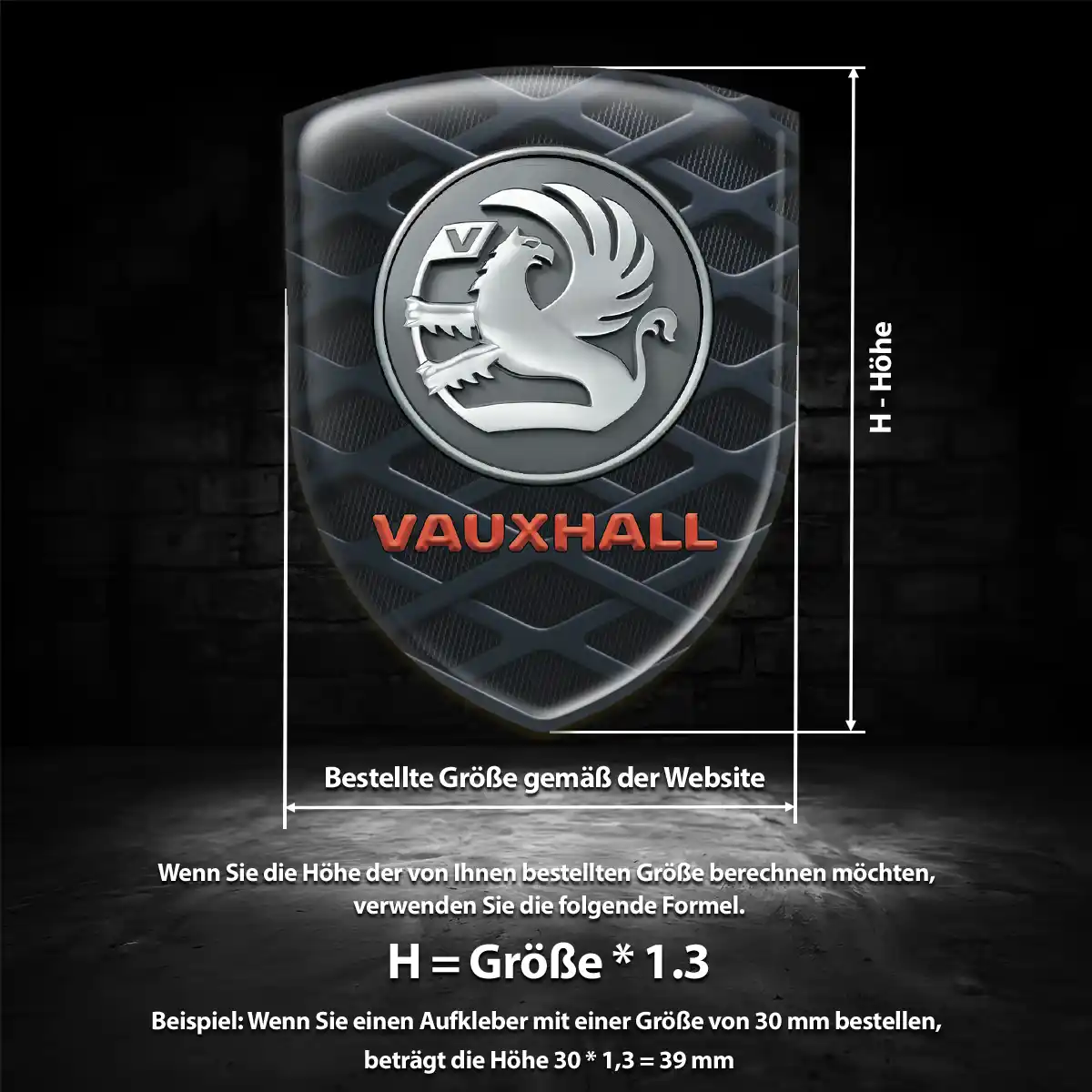 Vauxhall Aufkleber 3D Gel Wappen Ausdrucksstarkes Design