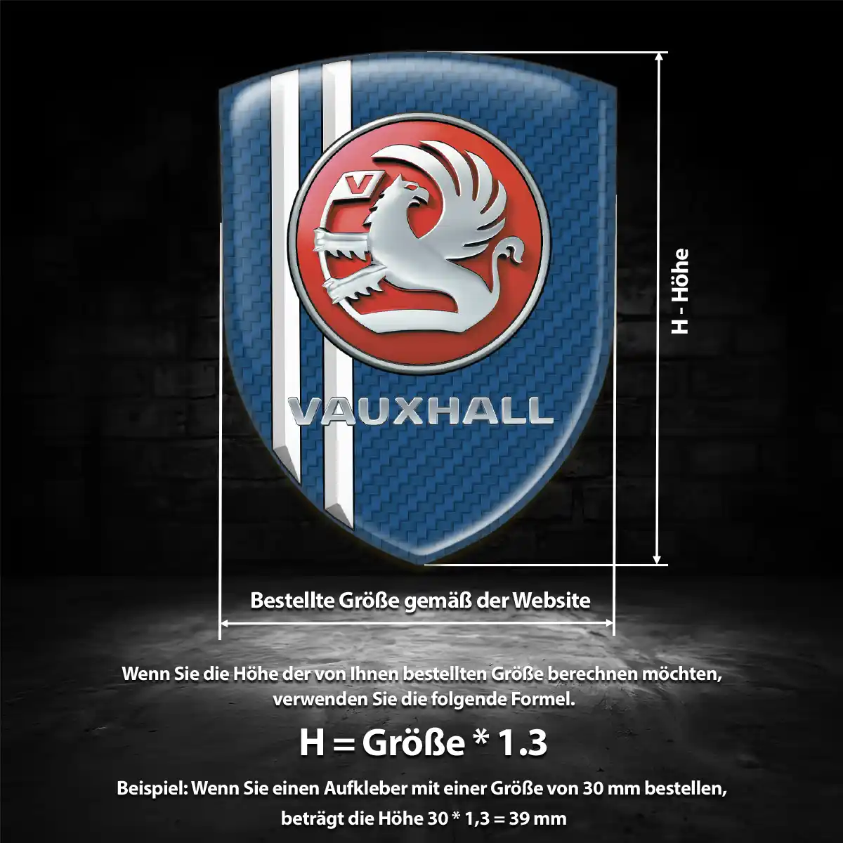 Vauxhall Aufkleber 3D Gel Wappen Tuningfahrzeug