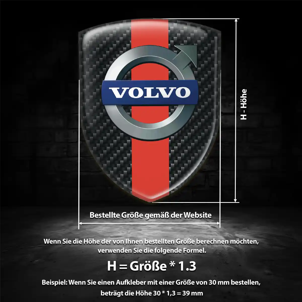 Volvo 3D Gel Aufkleber Wappen Interieurdesign