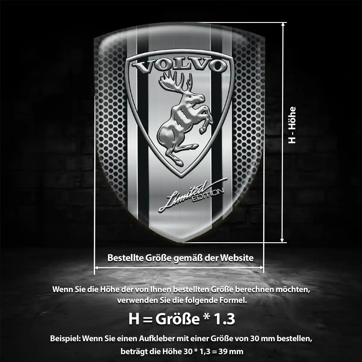 Volvo 3D Gel Aufkleber Wappen Luxus-Edition